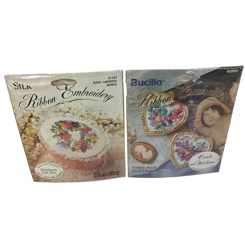 Bucilla Ring Around Roses Box Floral Magic Brooches Silk Ribbon Embroidery Kits